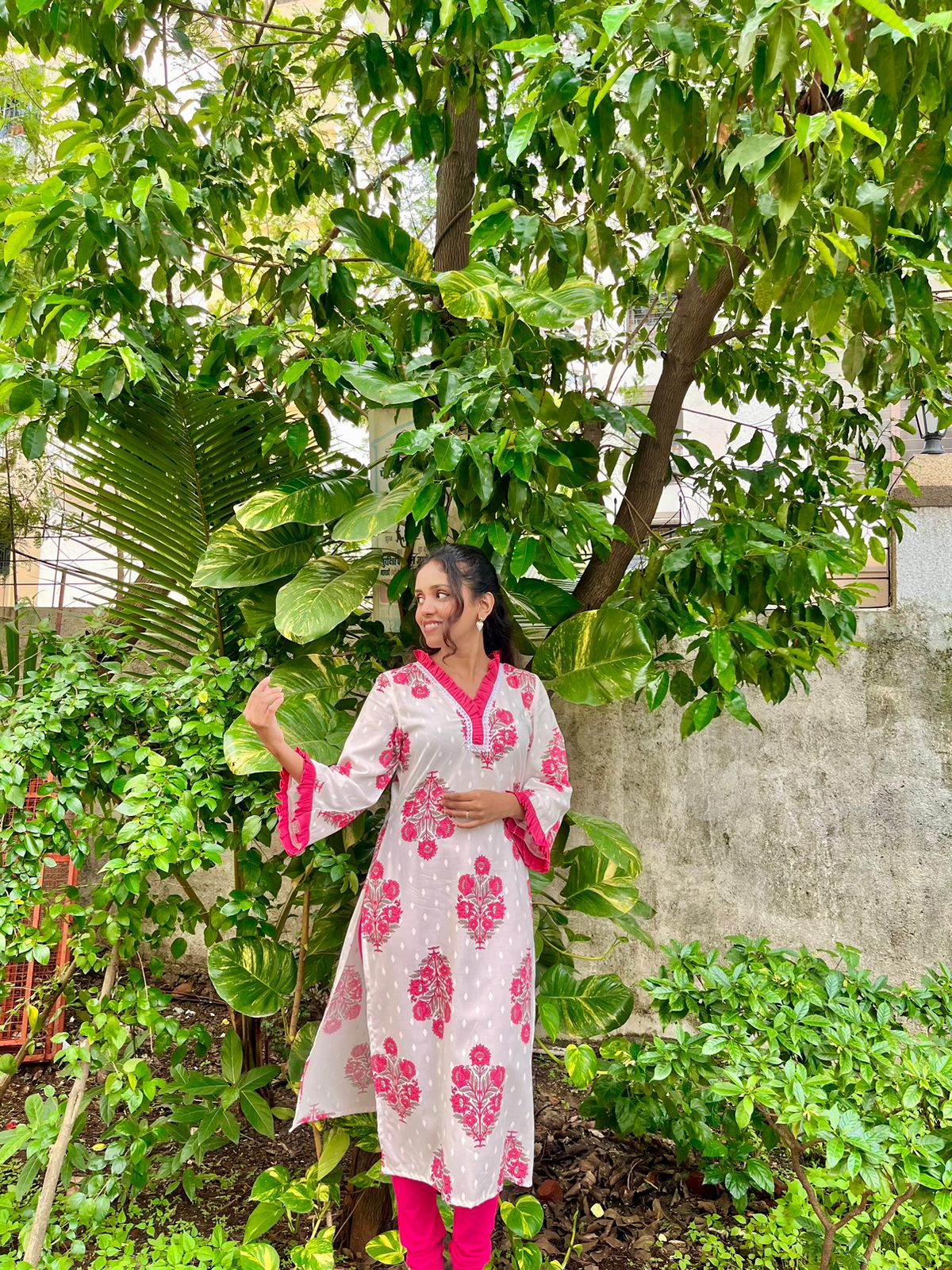 White straight cut kurti