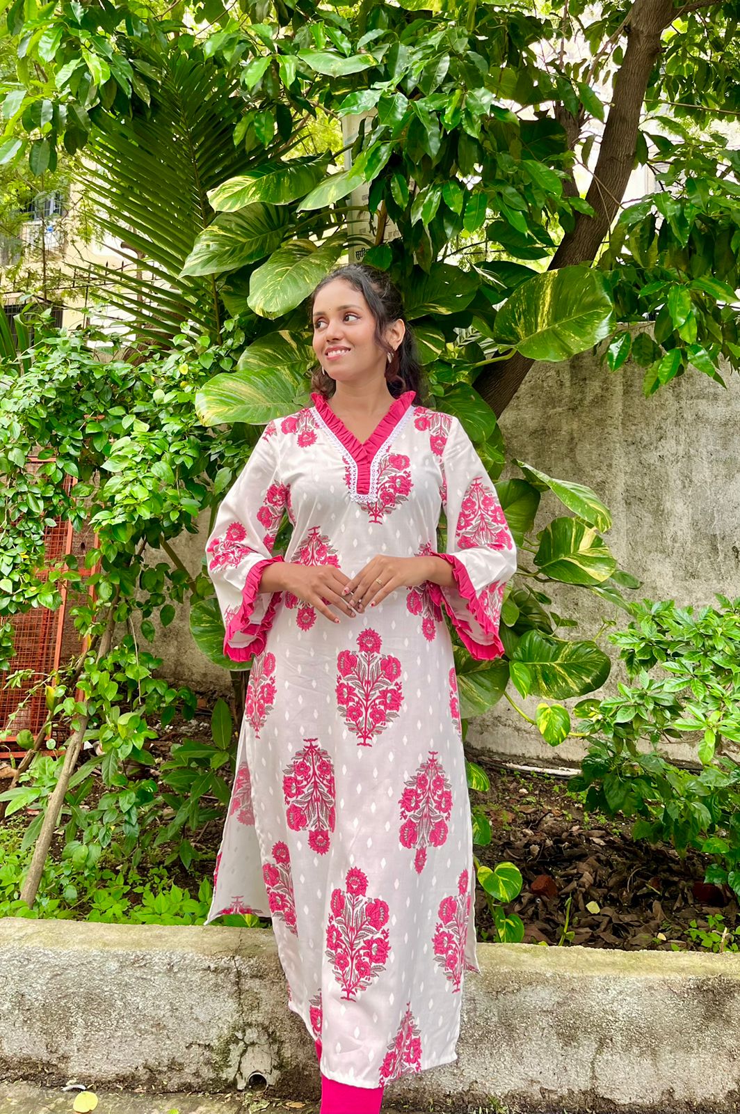 White straight cut kurti