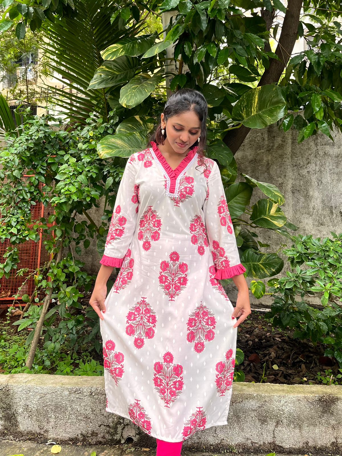 White straight cut kurti