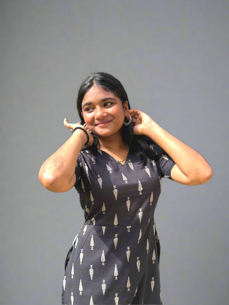 Black high slit kurti