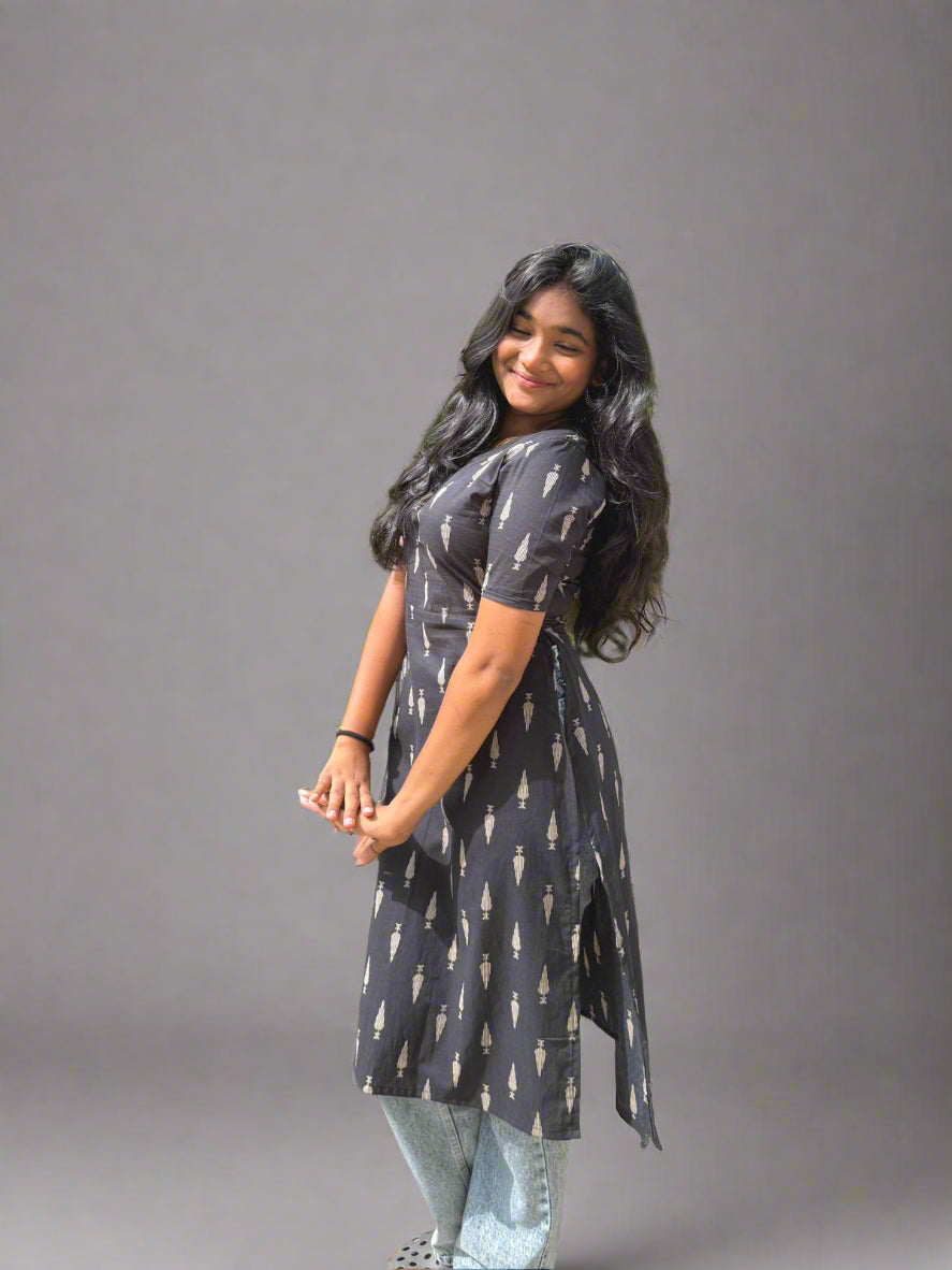 Black high slit kurti