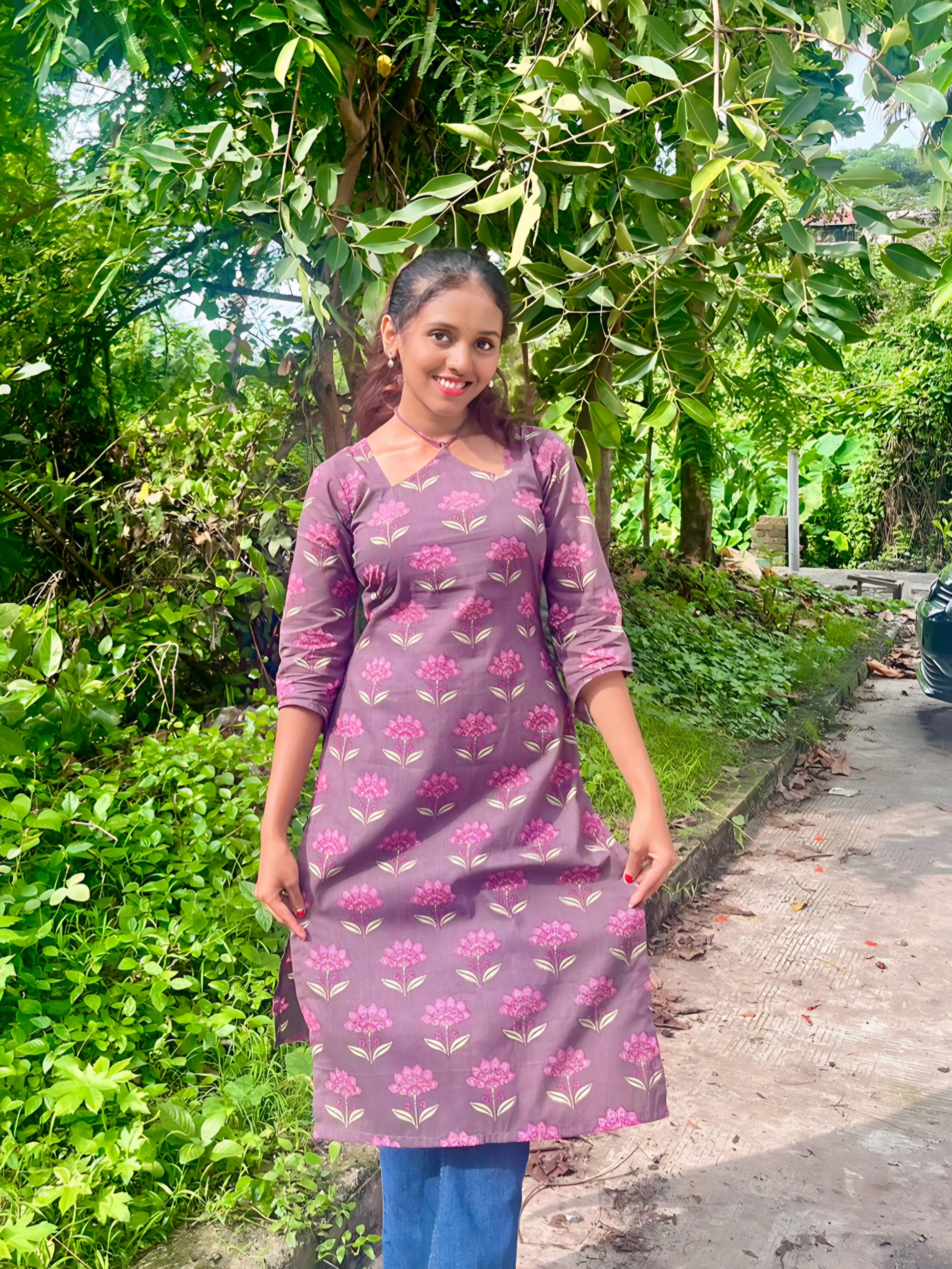 Purple straight cut kurti