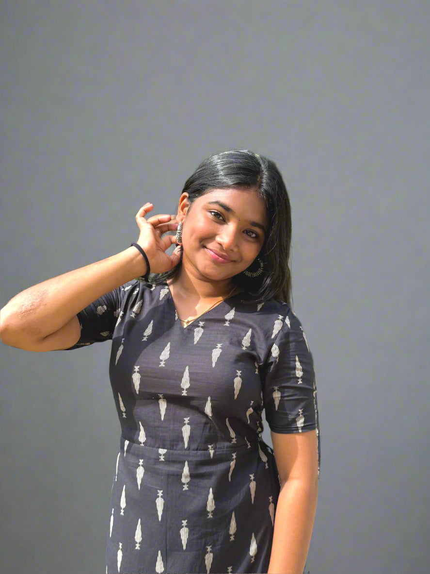 Black high slit kurti