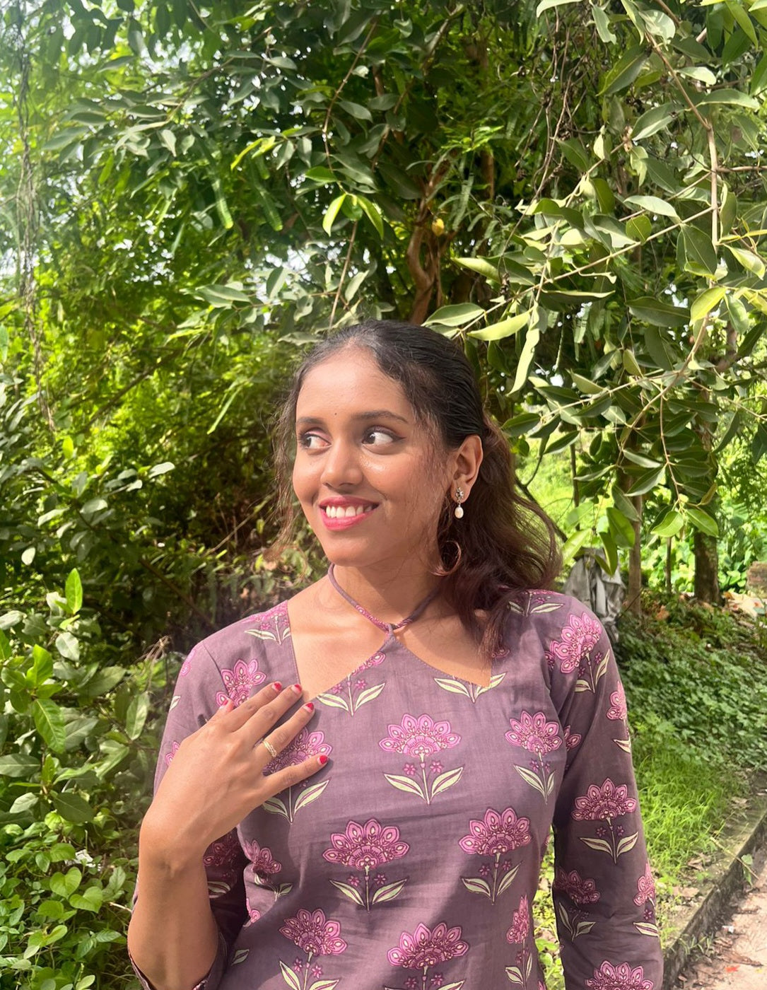 Purple straight cut kurti