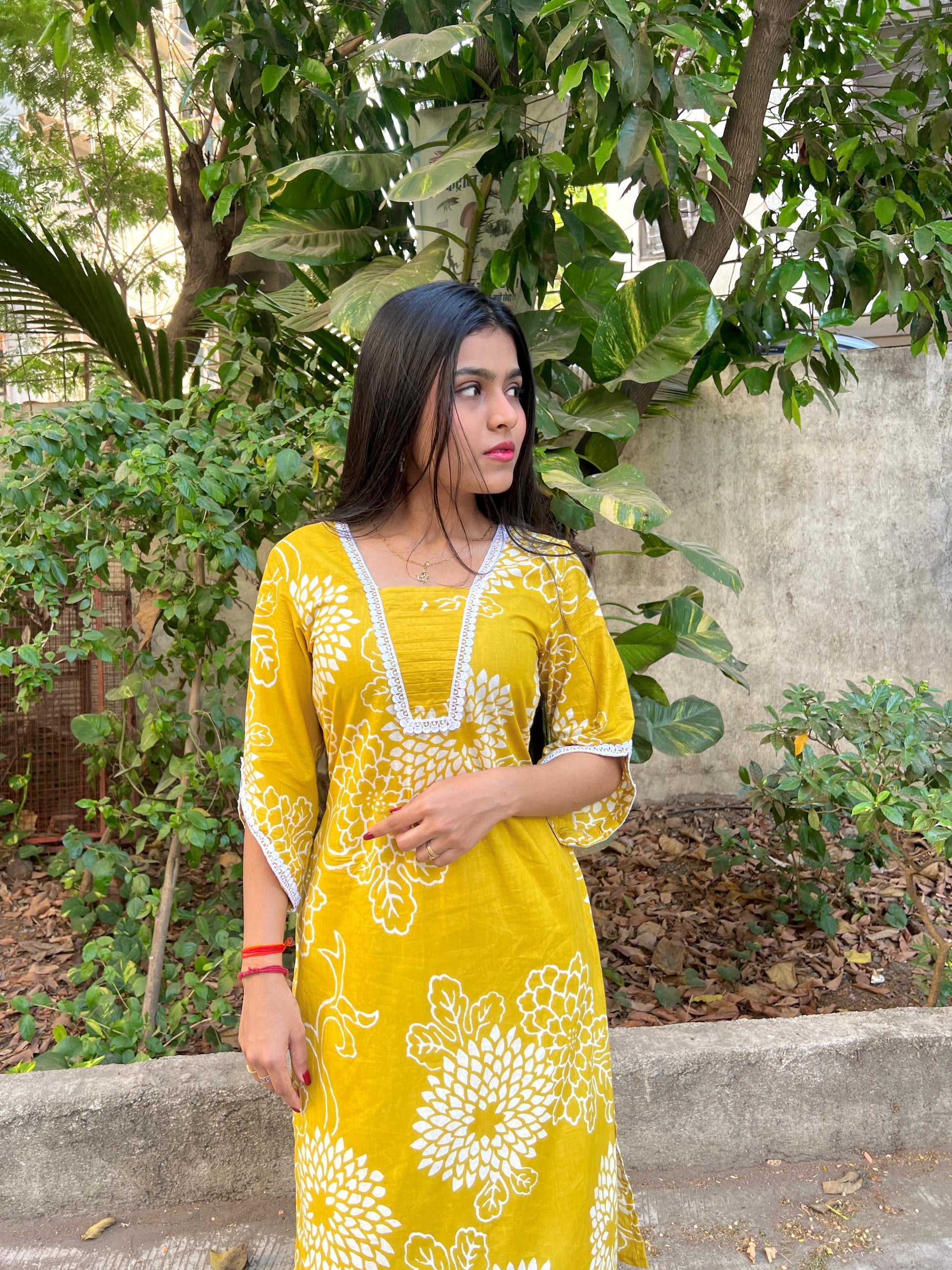 Yellow straight cut Kurti